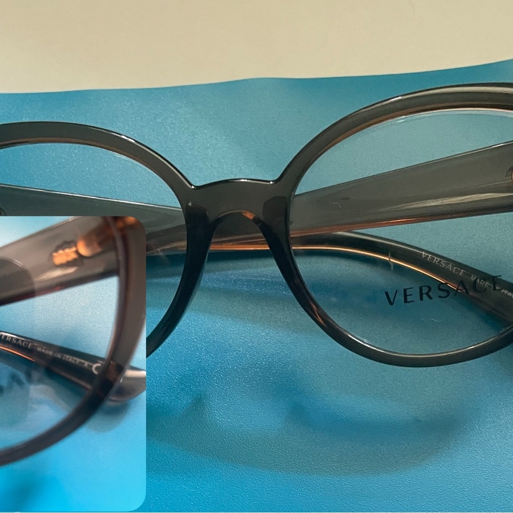 Versace Gray Round Glasses Timeless Design